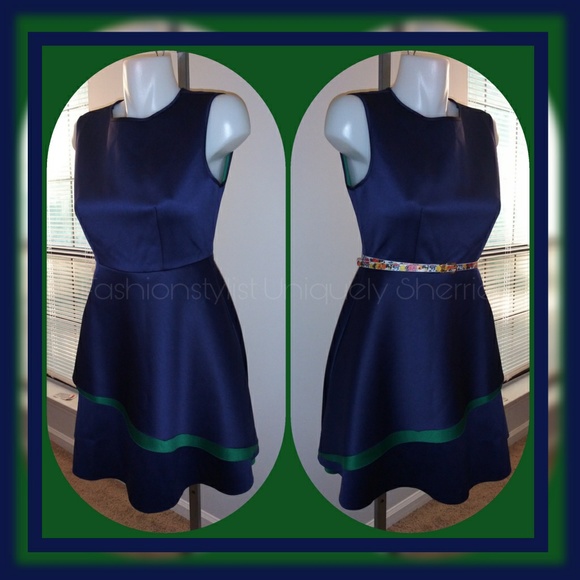 SOLD Blue/Green Fashion Dress - Picture 3 of 8